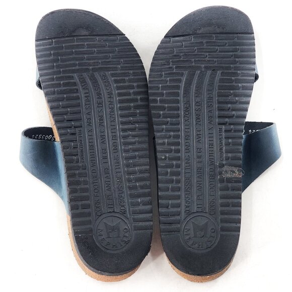MEPHISTO Helen Braided Nubuck Slide Sandals Blue Adjustable Strap - Picture 5 of 6